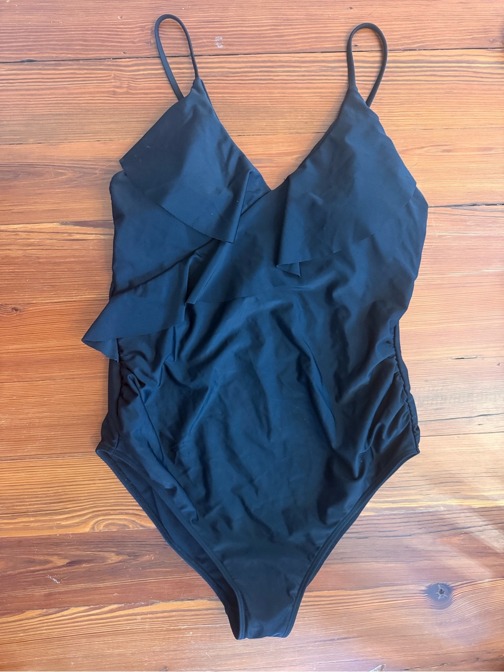 Black One-Piece Swim with Ruffle Detail - Women Swim